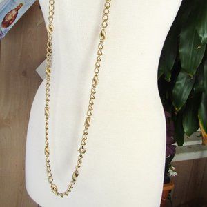 Vintage Napier Necklace Extra Long 60" Curb Chain Gold Tone Textured